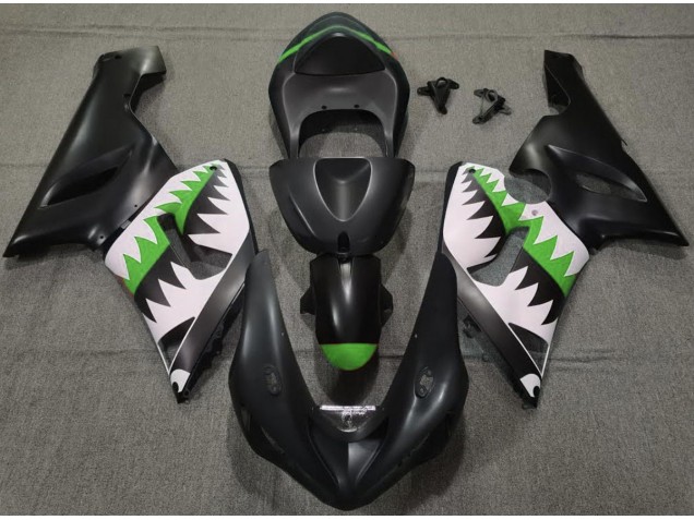 Matt Schwarzer & Grüner Hai 2005-2006 Kawasaki ZX6R Motorrad Verkleidungen Matt Schwarzer & Grüner Hai 2005-2006 Kawasaki ZX6R Motorrad Verkleidungen