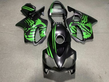 Matt Schwarzer & Grüner Totenkopf 2001-2003 Honda CBR600 F4i Motorrad Verkleidungen