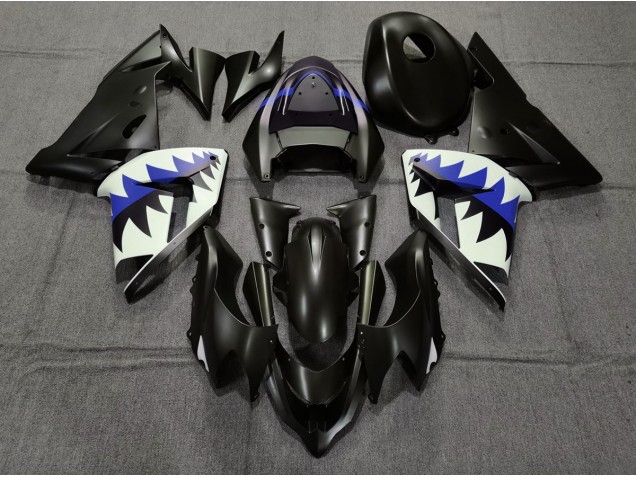 Matt Schwarzer & Tiefes Blauer Hai 2004-2005 Kawasaki ZX10R Motorrad Verkleidungen Matt Schwarzer & Tiefes Blauer Hai 2004-2005 Kawasaki ZX10R Motorrad Verkleidungen