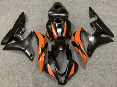 Matt Schwarzes & Orangefarbenes Design 2007-2008 Honda CBR600RR Motorrad Verkleidungen