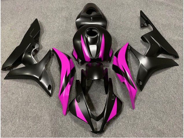 Matt Schwarzes & Rosa Design 2007-2008 Honda CBR600RR Motorrad Verkleidungen Matt Schwarzes & Rosa Design 2007-2008 Honda CBR600RR Motorrad Verkleidungen