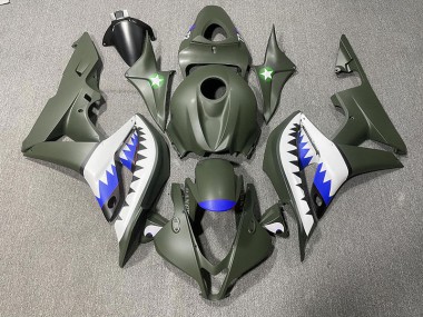 Mattgrüner & Blauer Hai 2007-2008 Honda CBR600RR Motorrad Verkleidungen