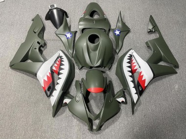 Mattgrüner & Rot Hai 2007-2008 Honda CBR600RR Motorrad Verkleidungen