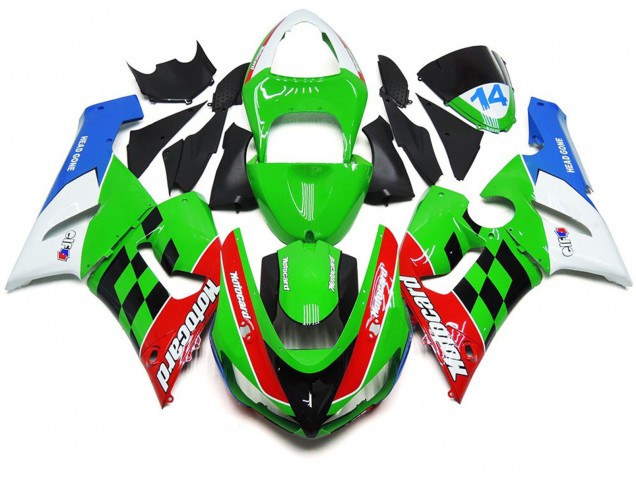 Mehrfarbig Kariert 2005-2006 Kawasaki ZX6R Motorrad Verkleidungen Mehrfarbig Kariert 2005-2006 Kawasaki ZX6R Motorrad Verkleidungen