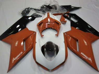Orange Glänzend & Weiß 2007-2014 Ducati 848 1098 1198 Motorrad Verkleidungen