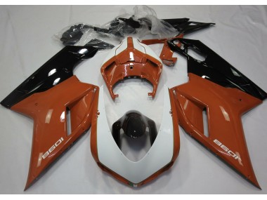 Orange Glänzend & Weiß 2007-2014 Ducati 848 1098 1198 Motorrad Verkleidungen