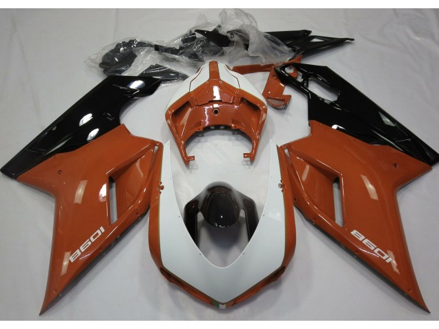 Orange Glänzend & Weiß 2007-2014 Ducati 848 1098 1198 Motorrad Verkleidungen Orange Glänzend & Weiß 2007-2014 Ducati 848 1098 1198 Motorrad Verkleidungen