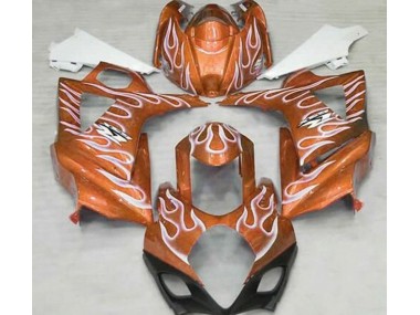 Orange Glänzend & Weiß Flame 2007-2008 Suzuki GSXR 1000 Motorrad Verkleidungen