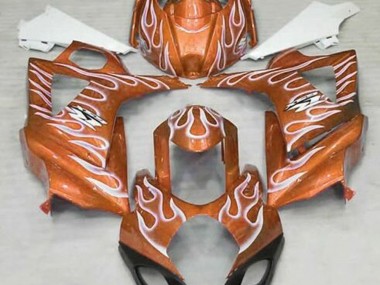 Orange Glänzend & Weiß Flame 2007-2008 Suzuki GSXR 1000 Motorrad Verkleidungen