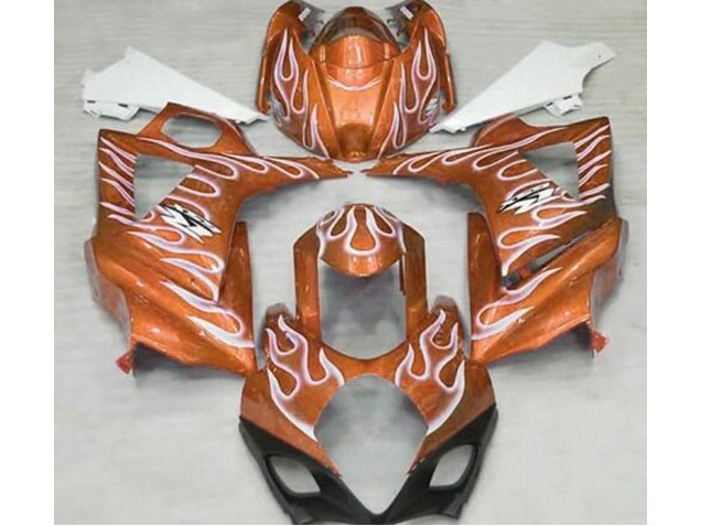Orange Glänzend & Weiß Flame 2007-2008 Suzuki GSXR 1000 Motorrad Verkleidungen Orange Glänzend & Weiß Flame 2007-2008 Suzuki GSXR 1000 Motorrad Verkleidungen