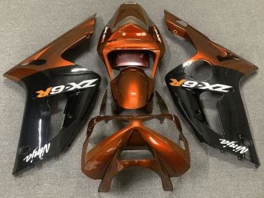 Orange Glänzend & Schwarz 2003-2004 Kawasaki ZX6R Motorrad Verkleidungen