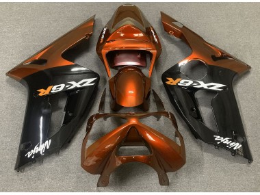 Orange Glänzend & Schwarz 2003-2004 Kawasaki ZX6R Motorrad Verkleidungen