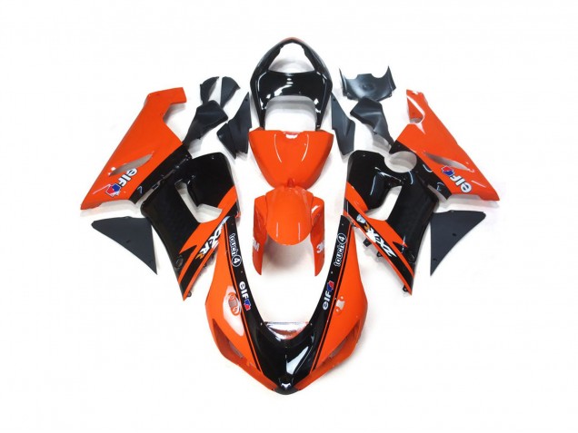 Orange & Schwarz Elf 2005-2006 Kawasaki ZX6R Motorrad Verkleidungen Orange & Schwarz Elf 2005-2006 Kawasaki ZX6R Motorrad Verkleidungen