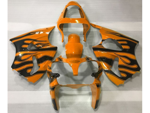 Orange & Schwarz Flamme 2000-2002 Kawasaki ZX6R Motorrad Verkleidungen Orange & Schwarz Flamme 2000-2002 Kawasaki ZX6R Motorrad Verkleidungen