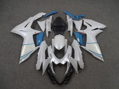Perlweiß & Hellblau 2011-2024 Suzuki GSXR 600-750 Motorrad Verkleidungen