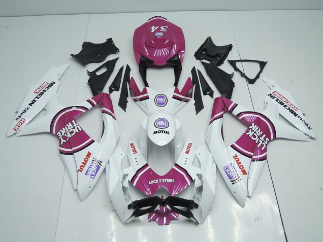 Pink Lucky Strike 2008-2010 Suzuki GSXR 600-750 Motorrad Verkleidungen Pink Lucky Strike 2008-2010 Suzuki GSXR 600-750 Motorrad Verkleidungen