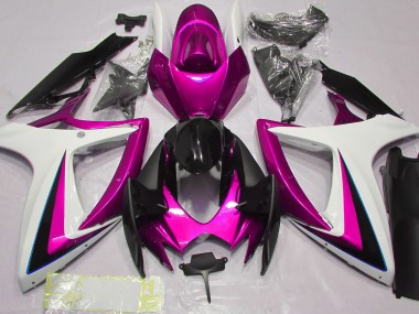 Rosa & Weiß 2006-2007 Suzuki GSXR 600-750 Motorrad Verkleidungen