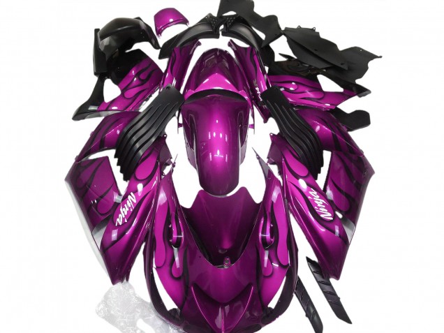Rosa Glänzend & Flame 2006-2011 Kawasaki ZX14R Motorrad Verkleidungen Rosa Glänzend & Flame 2006-2011 Kawasaki ZX14R Motorrad Verkleidungen