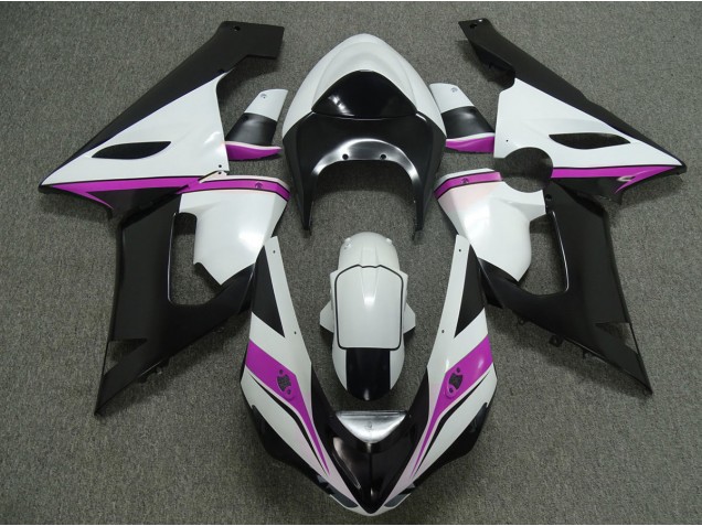 Rosa Weiß & Schwarz 2005-2006 Kawasaki ZX6R Motorrad Verkleidungen Rosa Weiß & Schwarz 2005-2006 Kawasaki ZX6R Motorrad Verkleidungen
