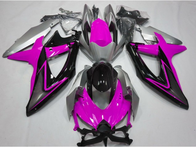Rosa & Silber 2008-2010 Suzuki GSXR 600-750 Motorrad Verkleidungen Rosa & Silber 2008-2010 Suzuki GSXR 600-750 Motorrad Verkleidungen