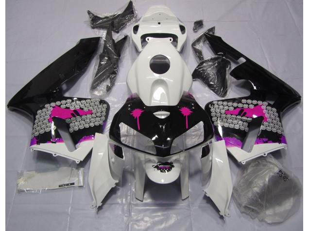 Rosa Splatter Auf Glanz Schwarz 2005-2006 Honda CBR600RR Motorrad Verkleidungen Rosa Splatter Auf Glanz Schwarz 2005-2006 Honda CBR600RR Motorrad Verkleidungen