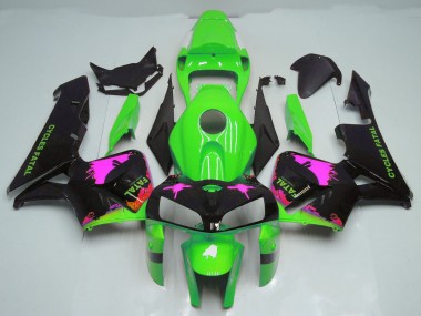 Rosa Splatter Auf Grün 2005-2006 Honda CBR600RR Motorrad Verkleidungen
