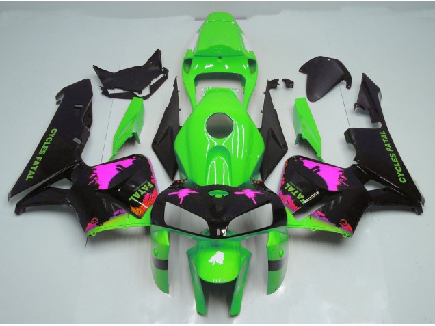 Rosa Splatter Auf Grün 2005-2006 Honda CBR600RR Motorrad Verkleidungen Rosa Splatter Auf Grün 2005-2006 Honda CBR600RR Motorrad Verkleidungen