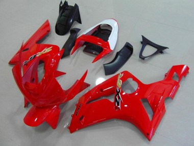Rot & Weiß 2003-2004 Kawasaki ZX6R Motorrad Verkleidungen