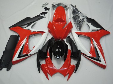 Rot & Weiß 2006-2007 Suzuki GSXR 600-750 Motorrad Verkleidungen