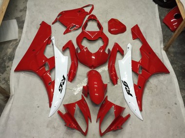 Rot & Weiß 2006-2007 Yamaha R6 Motorrad Verkleidungen