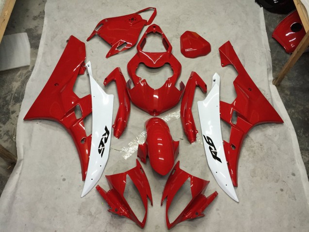 Rot & Weiß 2006-2007 Yamaha R6 Motorrad Verkleidungen Rot & Weiß 2006-2007 Yamaha R6 Motorrad Verkleidungen