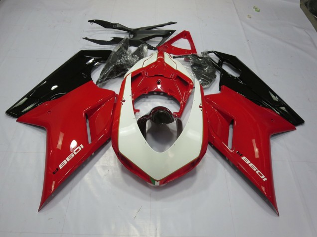 Rot & Weiß 2007-2014 Ducati 848 1098 1198 Motorrad Verkleidungen Rot & Weiß 2007-2014 Ducati 848 1098 1198 Motorrad Verkleidungen