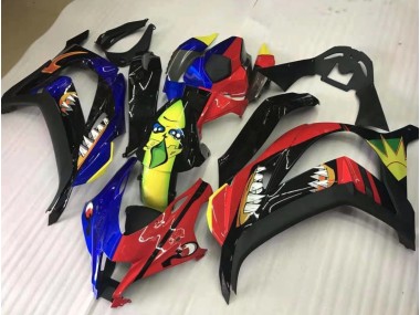 Rot & Blau-Gelber Hai 2016-2019 Kawasaki ZX10R Motorrad Verkleidungen