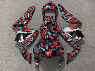 Rot & Blau Tarnung 2003-2004 Honda CBR600RR Motorrad Verkleidungen