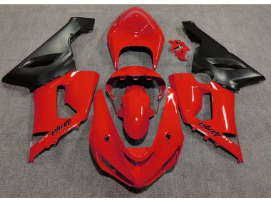 Rot Glänzend 2005-2006 Kawasaki ZX6R Motorrad Verkleidungen