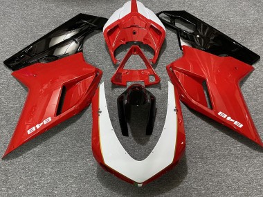 Rot Glänzend & Weiß (848 Aufkleber) 2007-2014 Ducati 848 1098 1198 Motorrad Verkleidungen