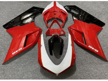 Rot Glänzend & Weiß (848 Aufkleber) 2007-2014 Ducati 848 1098 1198 Motorrad Verkleidungen