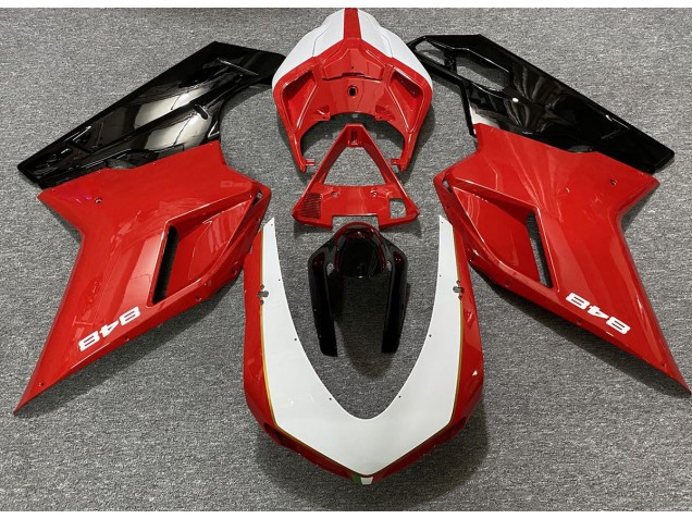 Rot Glänzend & Weiß (848 Aufkleber) 2007-2014 Ducati 848 1098 1198 Motorrad Verkleidungen Rot Glänzend & Weiß (848 Aufkleber) 2007-2014 Ducati 848 1098 1198 Motorrad Verkleidungen