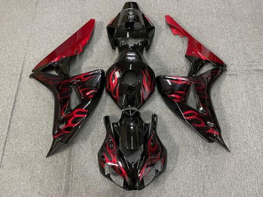 Rot Glänzend Flamme 2006-2007 Honda CBR1000RR Motorrad Verkleidungen
