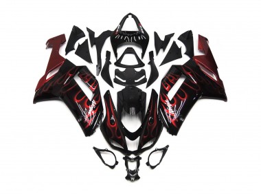 Rot Glänzend Flamme 2007-2008 Kawasaki ZX6R Motorrad Verkleidungen