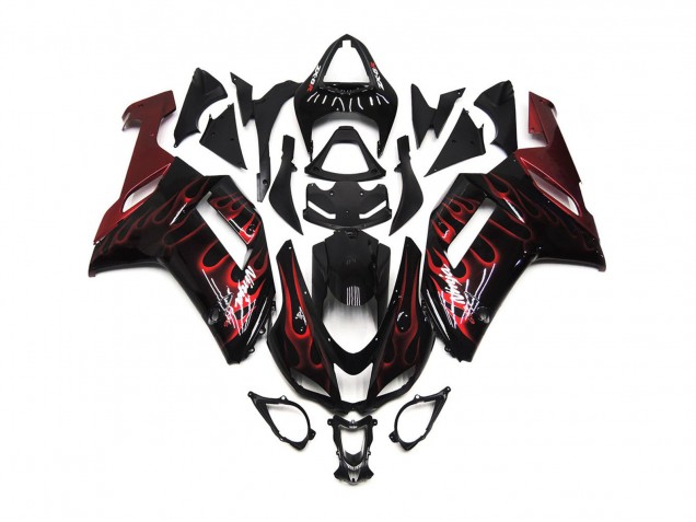 Rot Glänzend Flamme 2007-2008 Kawasaki ZX6R Motorrad Verkleidungen Rot Glänzend Flamme 2007-2008 Kawasaki ZX6R Motorrad Verkleidungen