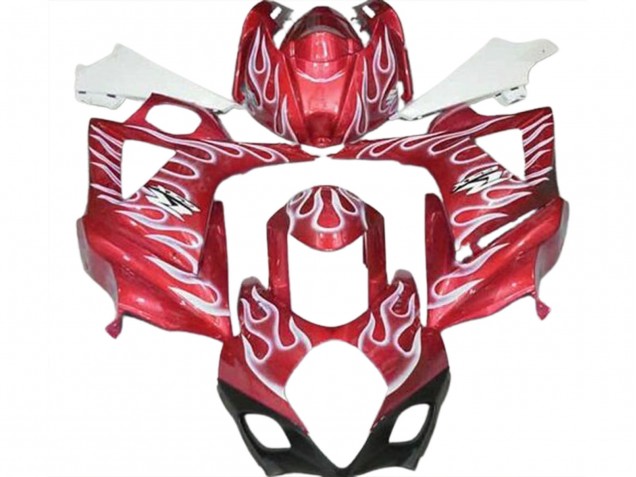Rot Glänzend & Weiß Flamme 2007-2008 Suzuki GSXR 1000 Motorrad Verkleidungen Rot Glänzend & Weiß Flamme 2007-2008 Suzuki GSXR 1000 Motorrad Verkleidungen