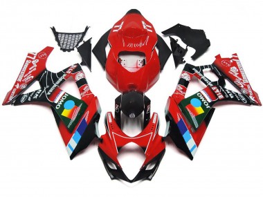 Rot Glänzend Mehrfarben-Design 2007-2008 Suzuki GSXR 1000 Motorrad Verkleidungen