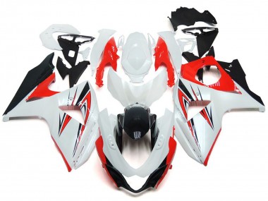 Rot Glänzend Mit Weiß & Schwarz Custom Stil 2009-2016 Suzuki GSXR 1000 Motorrad Verkleidungen