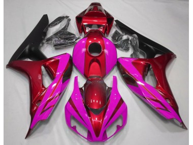 Rot Glänzend & Pink 2006-2007 Honda CBR1000RR Motorrad Verkleidungen