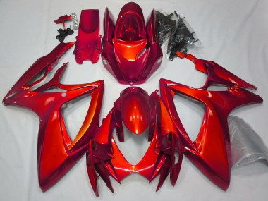 Rot Glänzend Schlichte Design 2006-2007 Suzuki GSXR 600-750 Motorrad Verkleidungen