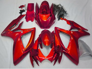 Rot Glänzend Schlichte Design 2006-2007 Suzuki GSXR 600-750 Motorrad Verkleidungen
