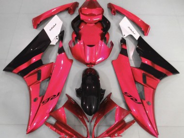 Rot Glänzend & Schwarz 2006-2007 Yamaha R6 Motorrad Verkleidungen
