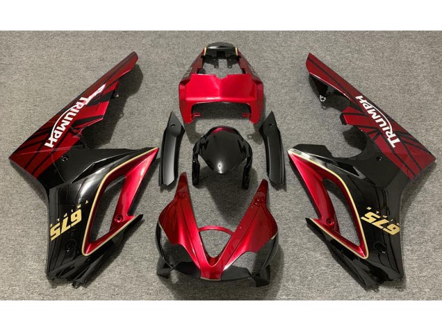 Rot Glänzend & Schwarz 2009-2012 Triumph Daytona 675 Motorrad Verkleidungen