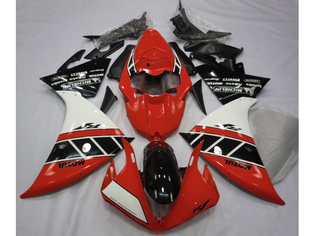 Rot Glänzend Weiß & Schwarz 2012-2014 Yamaha R1 Motorrad Verkleidungen Rot Glänzend Weiß & Schwarz 2012-2014 Yamaha R1 Motorrad Verkleidungen